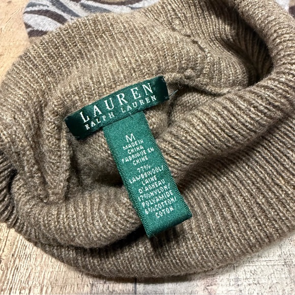 Lauren Ralph Lauren Lambswool Aztec Slouchy Dolman Sleeve Cowl Neck Top - M - Picture 9 of 11